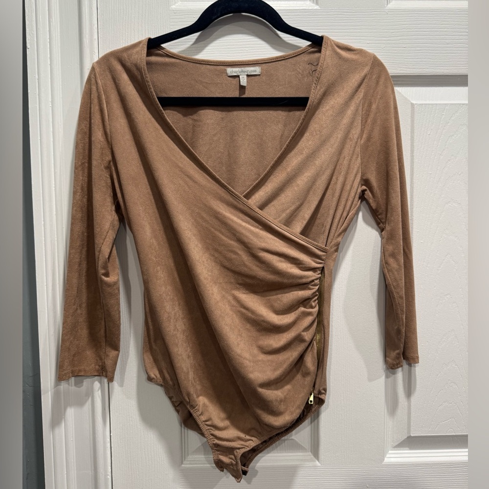 Charlotte Russe Tan Wrap Bodysuit